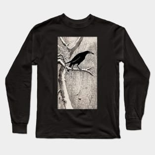 Ohara Koson Crow on Snowy Branch Japanese art Long Sleeve T-Shirt